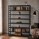 Ver imagem 1 de Estante Multiuso Organizador Livreiro Estilo Industrial 180x150 Preto Total