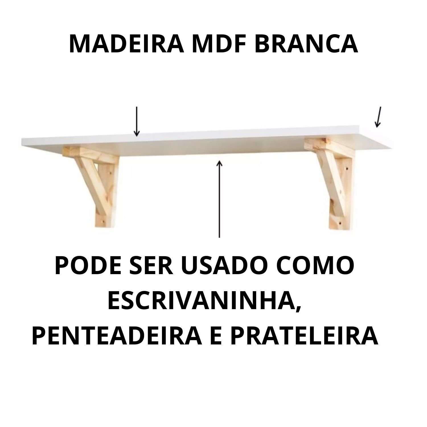 Mesa Estudo Notebook Prateleira Sala Quarto Madeira Mdf Branca 60cm - 3