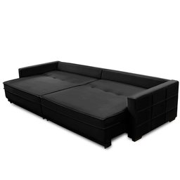 Sofá Retrátil e Reclinável 2,10m Karina Veludo Preto Madelina Decor - 3