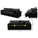 Ver imagem 2 de Sofá Retrátil e Reclinável 2,10m Karina Veludo Preto Madelina Decor