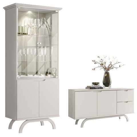 Cristaleira e Aparador Buffet Vicenza Off White – New Ceval