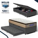 Ver imagem 2 de Cama Box Baú com Colchão Gazin de Molas Ensacadas Pillow Top Air Pro + Auxiliar de Espuma Solteiro