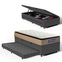 Ver imagem 1 de Cama Box Baú com Colchão Gazin de Molas Ensacadas Pillow Top Air Pro + Auxiliar de Espuma Solteiro