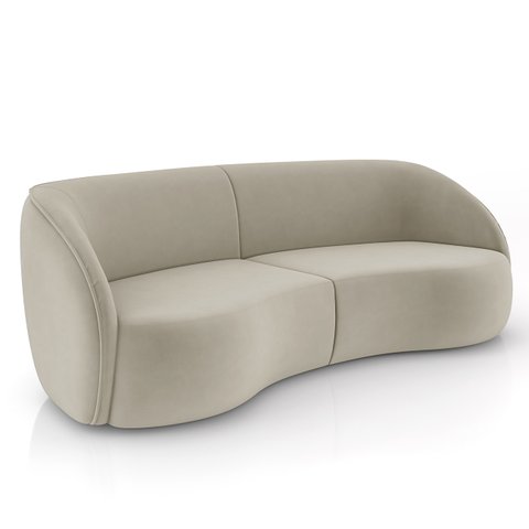 Sofá 3 Lugares 240cm Orgânico Zion M22 Veludo Bege - Mpozenato
