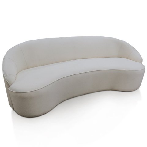 Sofá Curvo Montserrat 180cm 3 Lugares Linho Sintético Cru - Nexta Casa