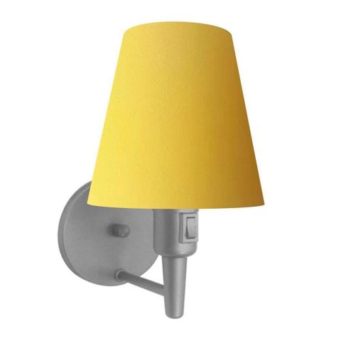Arandela Cone Md-2013 Cinza C- Inter Liga e Desl Cúpula em Tecido Amarelo - Bivolt