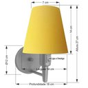 Ver imagem 2 de Arandela Cone Md-2013 Cinza C- Inter Liga e Desl Cúpula em Tecido Amarelo - Bivolt