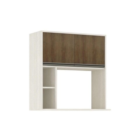 Armário Aéreo de Cozinha 80cm 2 Portas 4 Prateleiras e Nicho Microondas Linea Luciane Móveis