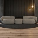 Ver imagem 2 de Sofá 3 Lugares para Sala Living Orgânico com Puff 302cm Luft P08 Linho Castanho - Lyam Decor