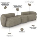 Ver imagem 4 de Sofá 3 Lugares para Sala Living Orgânico com Puff 302cm Luft P08 Linho Castanho - Lyam Decor