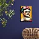 Ver imagem 2 de Quadro Frida Tomando Café 24x18cm - com Vidro:madeira Branca