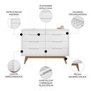 Ver imagem 3 de Cômoda Quarto 135cm Orgânica 8 Gavetas Luke Branco C14 - Mpozenato