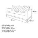 Ver mais imagens de Sofá Viena 2 Lugares Bouclê Cinza 1.60m Pés em Aço para Sala Bz Home Decor