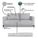 Ver imagem 7 de Sofá Viena 2 Lugares Bouclê Cinza 1.60m Pés em Aço para Sala Bz Home Decor