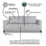 Sofá Viena 2 Lugares Bouclê Cinza 1.60m Pés em Aço para Sala Bz Home Decor - 7