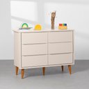 Ver imagem 1 de Cômoda Theo 6 Gavetas com Pés Retrô Mel - Areia Abra Casa