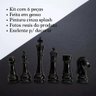 JOGO XADREZ 6 PCS PRETO BRILHO GRANDE EM GESSO - 4