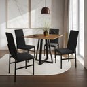 Ver imagem 1 de Conjunto de Jantar Mesa Mônaco Premium 90cm Imbuia com 4 Cadeiras Estofadas Pretas