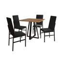 Ver imagem 2 de Conjunto de Jantar Mesa Mônaco Premium 90cm Imbuia com 4 Cadeiras Estofadas Pretas