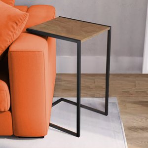 Mesa Lateral Industrial Steel Preta e Imbuia
