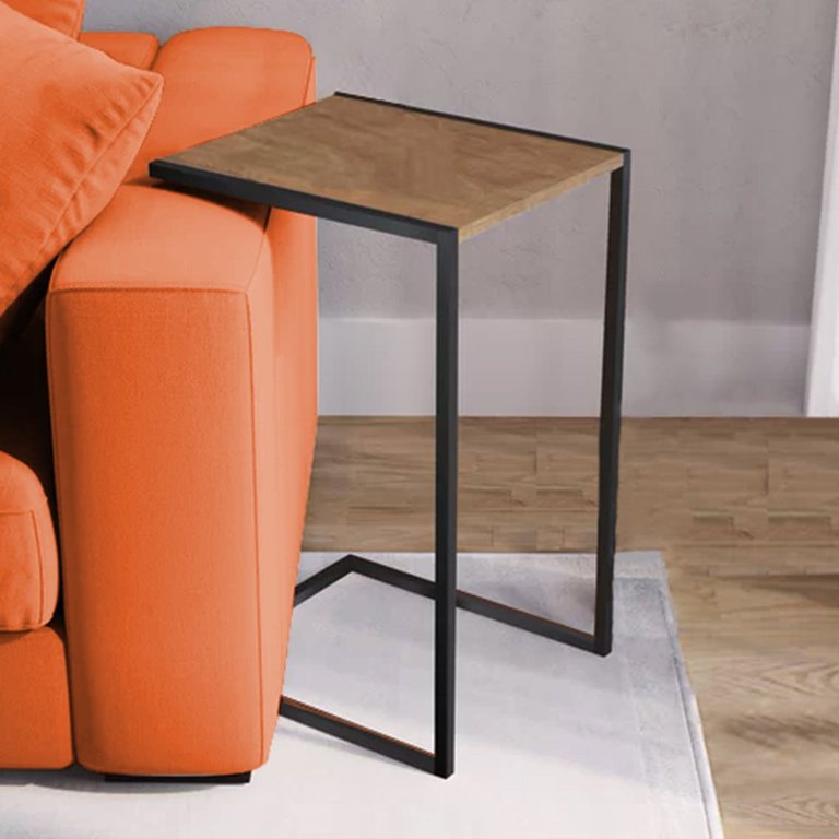 Mesa Lateral Industrial Steel Preta e Imbuia
