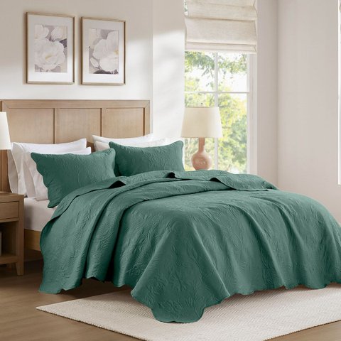 Colcha Matelassê - Super King - Parma - Verde - 150 Fios - c/ Porta Travesseiros - Corttex