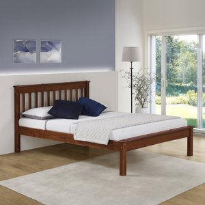 Cama Casal Inglesa em Madeira Maciça Mv Outlet Mogno