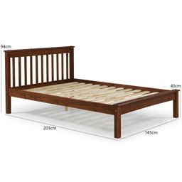 Cama Casal Inglesa em Madeira Maciça Mv Outlet Mogno - 3
