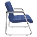 Ver imagem 5 de Kit 02 Cadeiras de Escritório Recepção Fixa Pés Cromado Lev P03 Vinil Azul - Lyam Decor