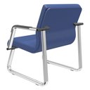 Ver imagem 6 de Kit 02 Cadeiras de Escritório Recepção Fixa Pés Cromado Lev P03 Vinil Azul - Lyam Decor