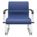 Ver imagem 2 de Kit 02 Cadeiras de Escritório Recepção Fixa Pés Cromado Lev P03 Vinil Azul - Lyam Decor