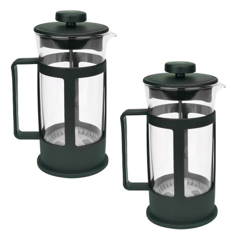 Kit 2 Cafeteiras Francesa Cremeira 350ml Preto Fosco Vidro