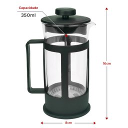 Kit 2 Cafeteiras Francesa Cremeira 350ml Preto Fosco Vidro - 4