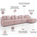Ver imagem 3 de Sofá 5 Lugares com Chaise Direito Sala Living 328cm Arlo F04 Veludo Rosê - Lyam Decor
