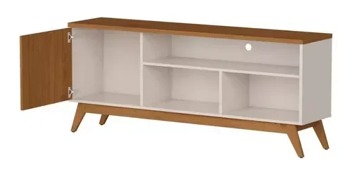 Ver imagem 6 de Rack para Tv até 55 Polegadas Retrô Ripado Malbec Germai:off White/freijo