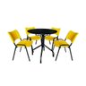 Jogo Mesa Redonda para Restaurante Comércio com 4 Cadeiras Iso Amarela Base Preta Ecomhome - 8