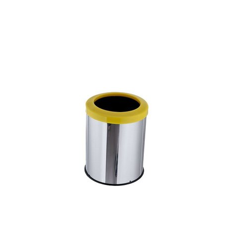 Lixeira Inox Aro Esmaltado 15 Litros Cozinha Banheiro Cesto - Amarelo