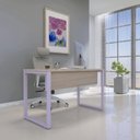Ver imagem 1 de Escrivaninha Mesa Escritório X 150cm Industrial Castanheira e Lilas Cinza