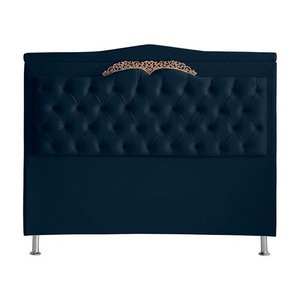 Cabeceira de Cama Box Madri Casal Queen 160 Cm Suede Azul Marinho Ec Móveis