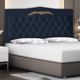 Cabeceira de Cama Box Madri Casal Queen 160 Cm Suede Azul Marinho Ec Móveis - 2