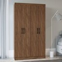 Ver imagem 3 de Guarda-roupa Solteiro 4 Portas Lyon 8 Prateleiras Castanho - Pnr Móveis