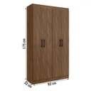Ver imagem 5 de Guarda-roupa Solteiro 4 Portas Lyon 8 Prateleiras Castanho - Pnr Móveis