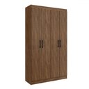 Ver imagem 1 de Guarda-roupa Solteiro 4 Portas Lyon 8 Prateleiras Castanho - Pnr Móveis