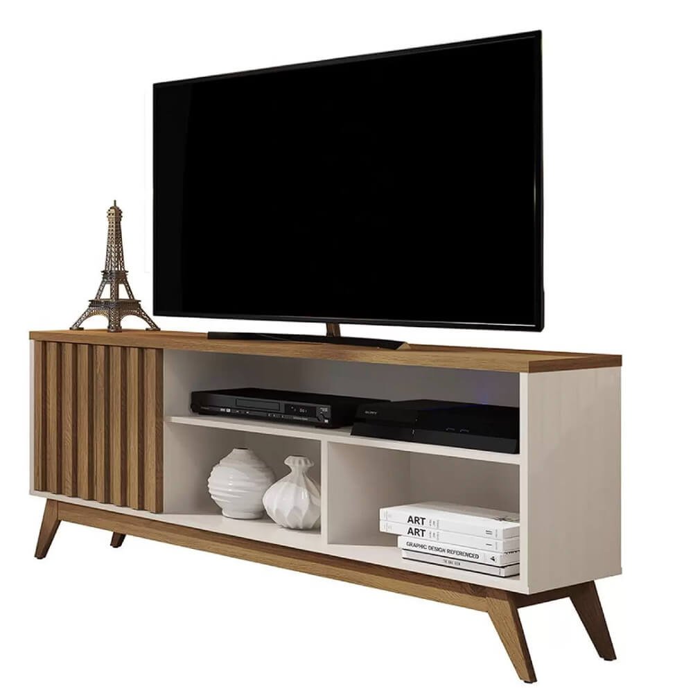 Rack Malbec Wood para Tv até 55 Polegadas 1 Porta Ripado Giga Cor Off White Freijó é boa?