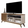 Rack Malbec Wood para Tv até 55 Polegadas 1 Porta Ripado Giga Cor Off White Freijó - 1