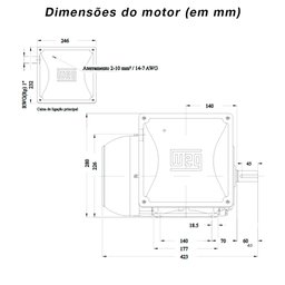 Motor Elétrico Monofásico WEG 3cv 220/440V 4 Polos Blindado Baixa Rotação W22 Monofásico Sem Flange  - 3