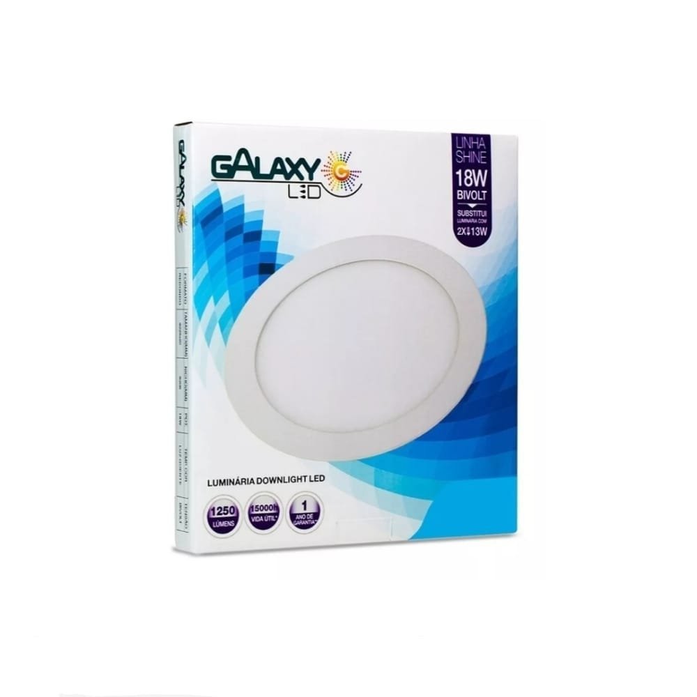 Painel De LED Galaxy Redondo Embutir 18w 6500k - 2