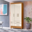 Ver imagem 2 de Guarda Roupa Solteiro Quarto Pequeno 3 Portas 2 Gavetas Lima Freijo com Off White