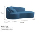 Ver imagem 6 de Divã Recamier Curvo Sala de Estar Inglaterra Lado Direito 150cm Linho Azul Royal - Incasa Decor