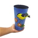 Ver imagem 4 de Vaso Enfeite Passaro Flor de Ferro Azul Kit 3 Unidades